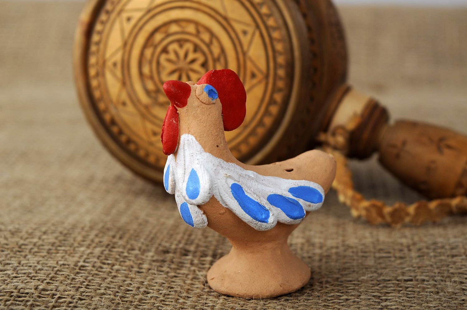 Painted clay penny whistle Cock photo 5