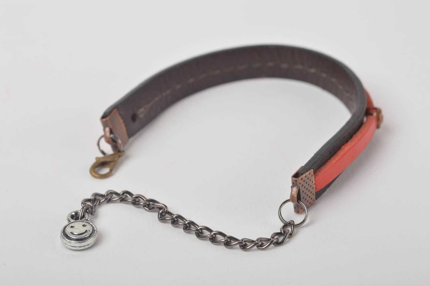 Bracelet en cuir Bijou fait main Accessoire femme métal fermoir réglable photo 4