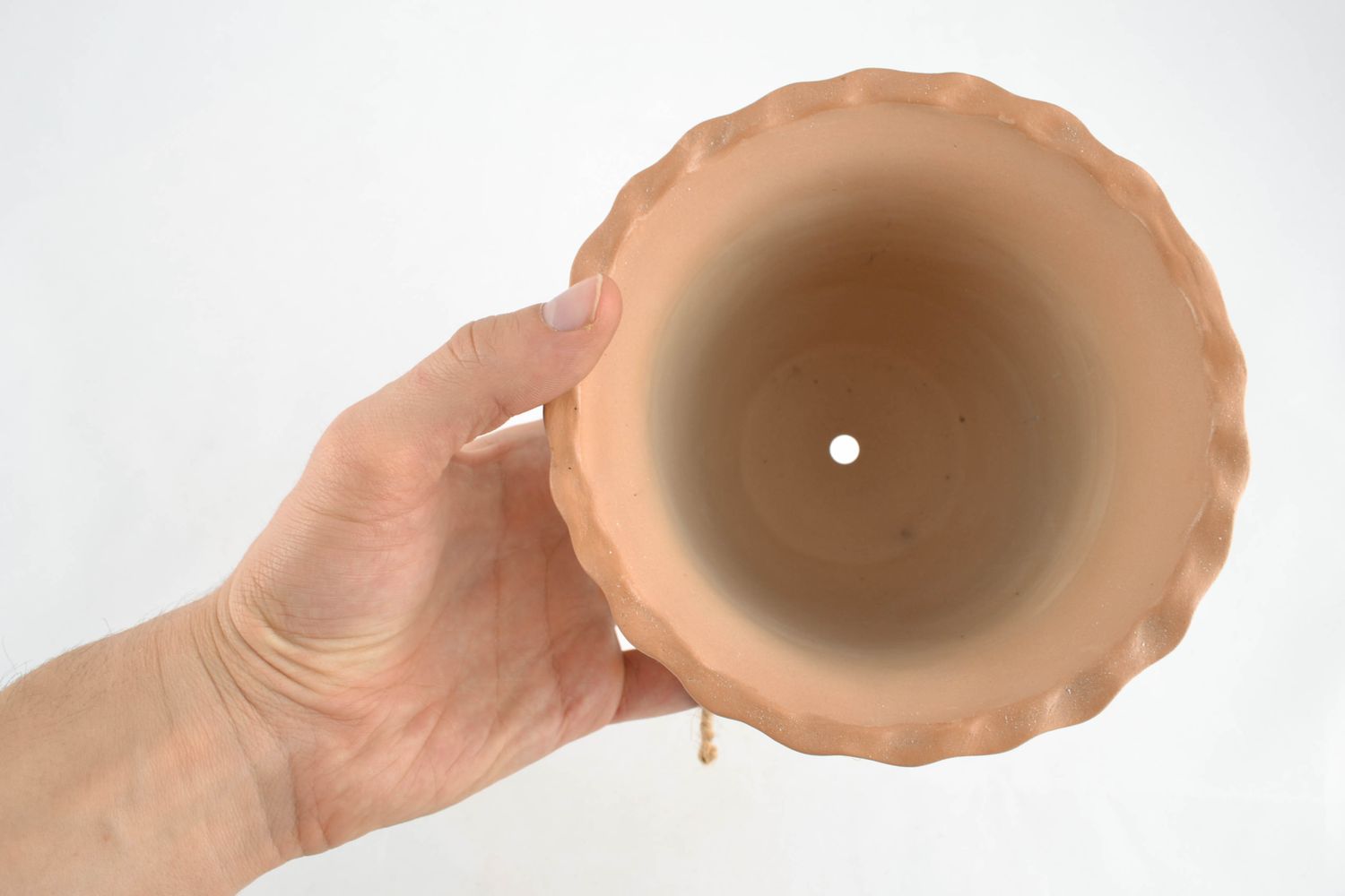 Pot de fleurs céramique avec dentelle fait main photo 2
