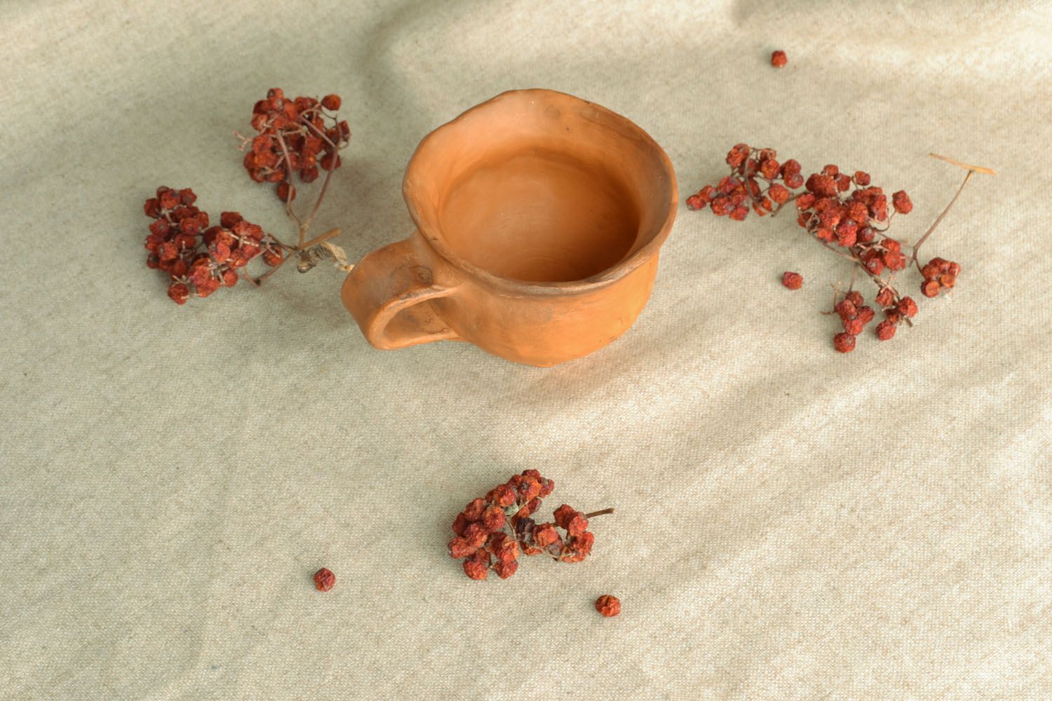 3 oz red clay coffee cup with handle and no pattern photo 5