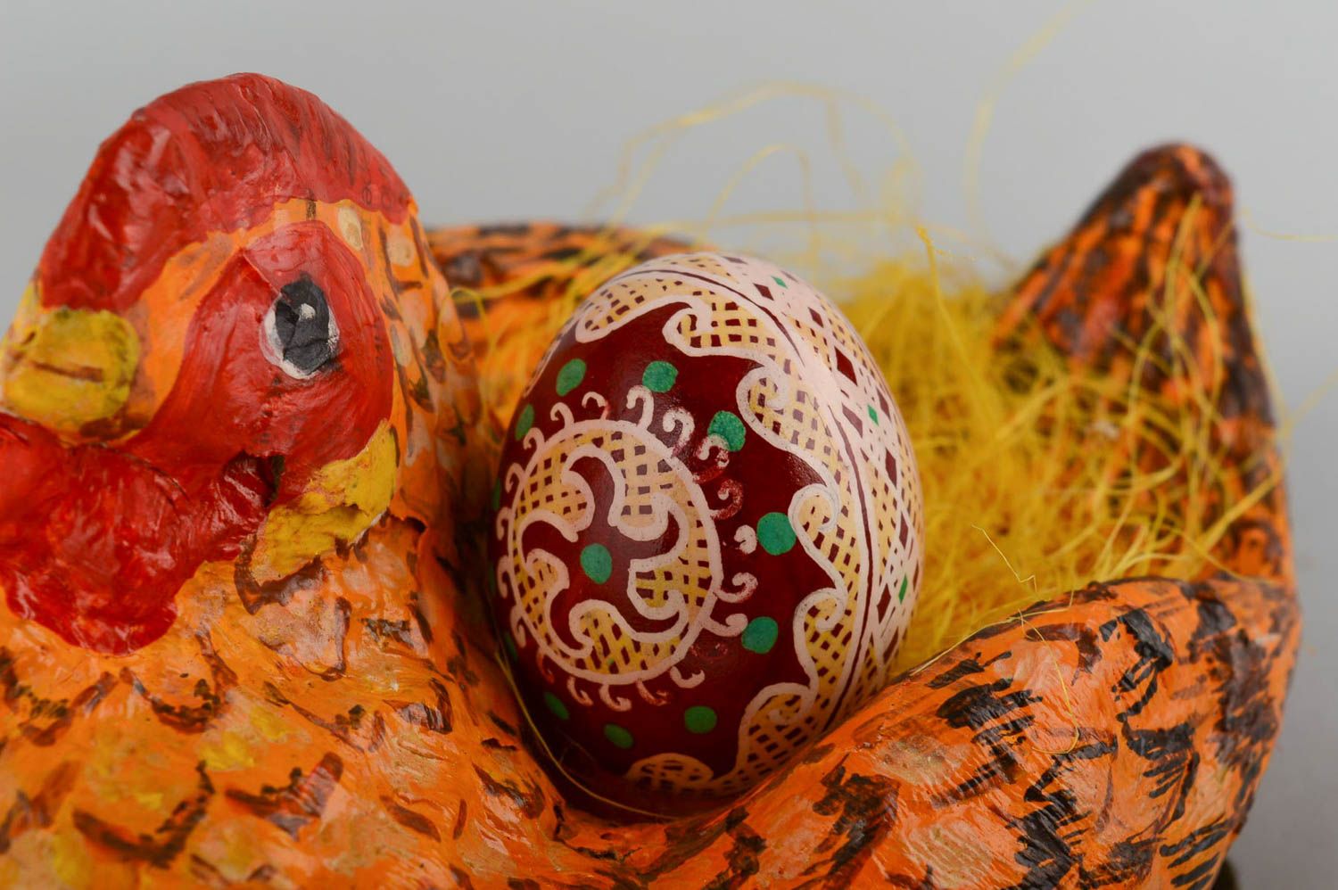 Huevo artesanal original y pintado elemento decorativo regalo para Pascua foto 1