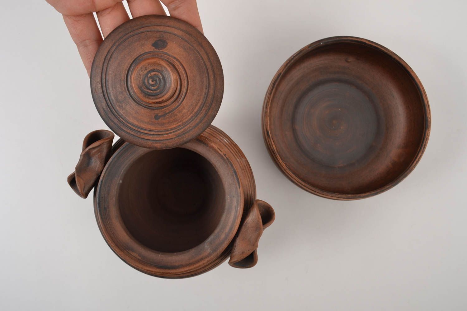 Geschirr Set handgeschaffen Keramik Topf originell Schale aus Ton praktisch foto 2