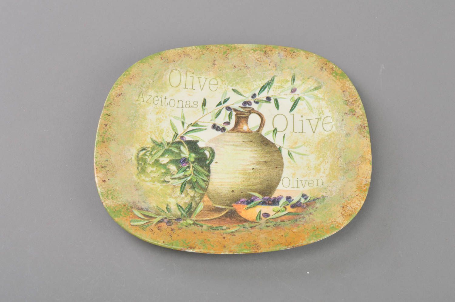 Стеклянная тарелка в технике декупаж ручной работы для декора дома Кувшины фото 1