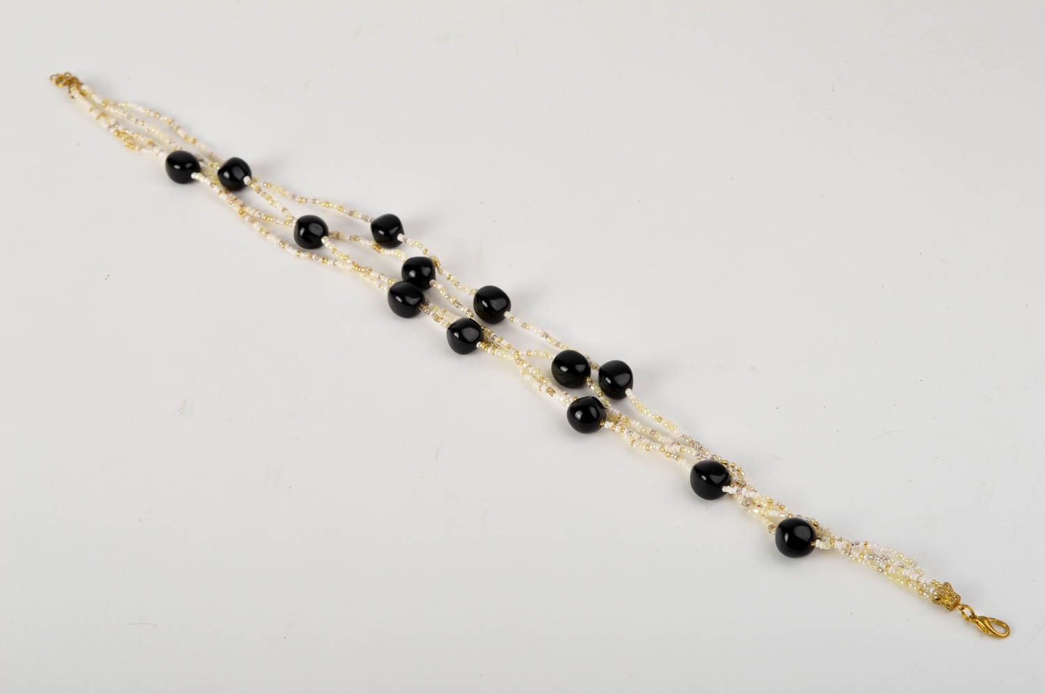 Collier en perles de rocaille Bijou fait main avec perles noires Cadeau femme photo 3