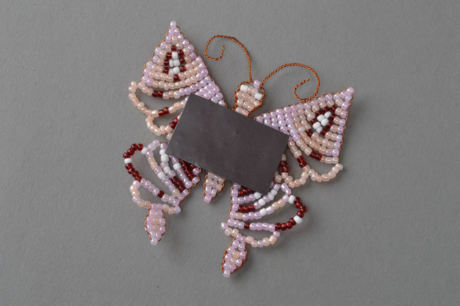Rosa Kühlschrankmagnet aus Glasperlen Schmetterling künstlerische Handarbeit foto 5