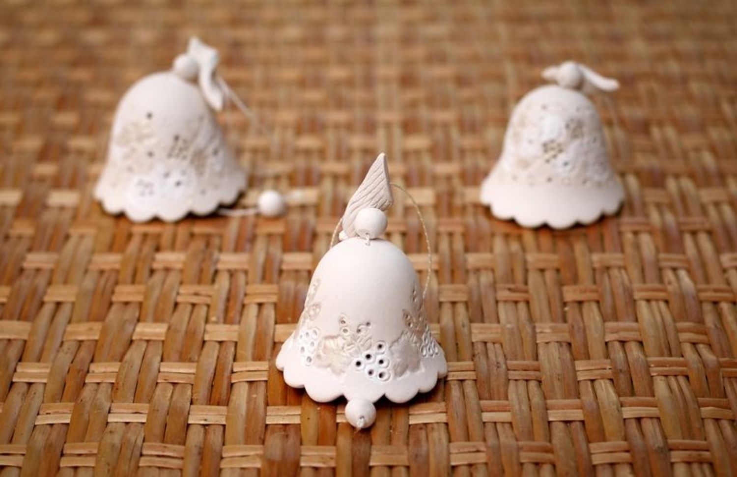 Lace bell made from white clay photo 4