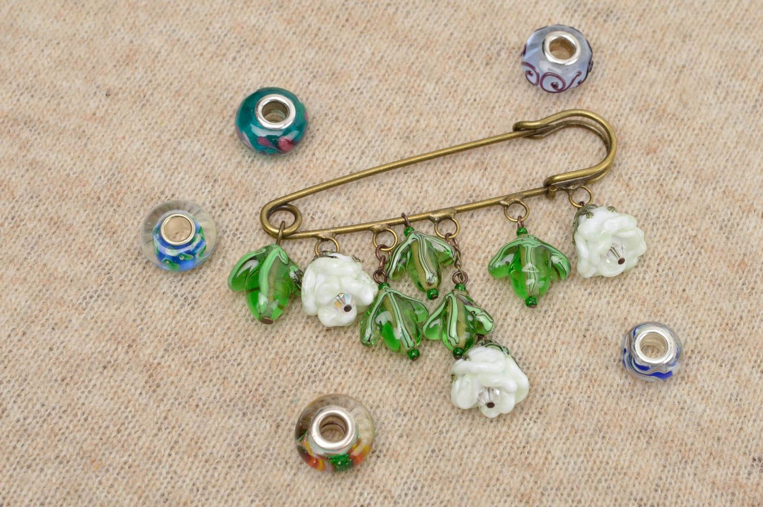 Handmade designer glass brooch jewelry present for women stylish brooch photo 1