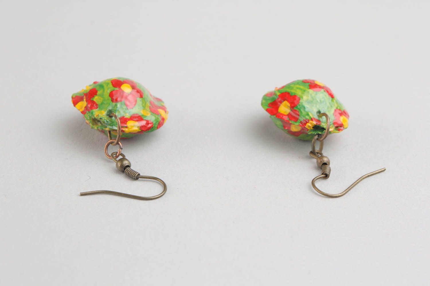 Earrings made of apricot kernel photo 3