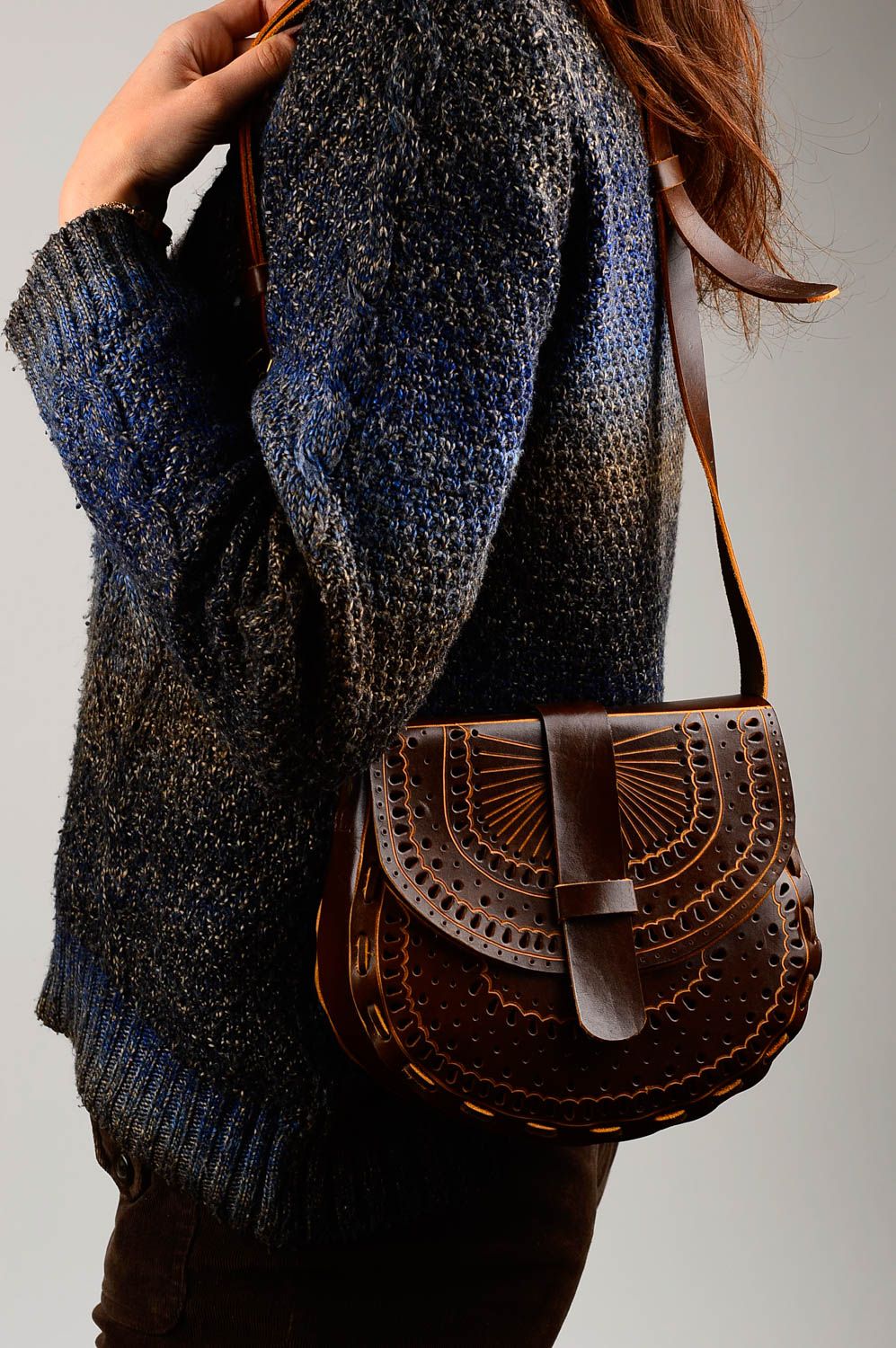 Сумка ручной работы сумка на плечо красивая кожаная сумка авторская стильная фото 1
