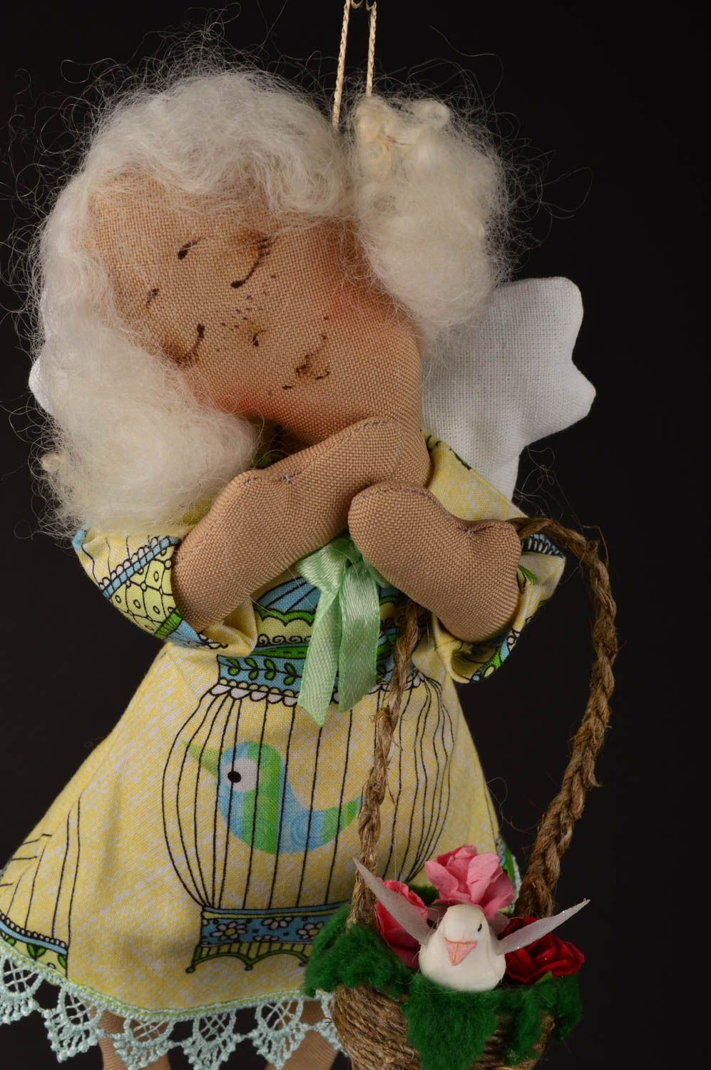 Peluche original hecho a mano muñeca de trapo con ojal decoración de interior foto 4