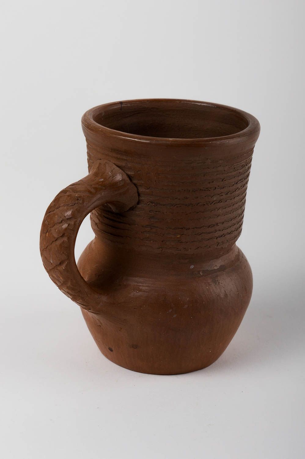 Taza para té hecha a mano color marrón utensilio de cocina vajilla original foto 4