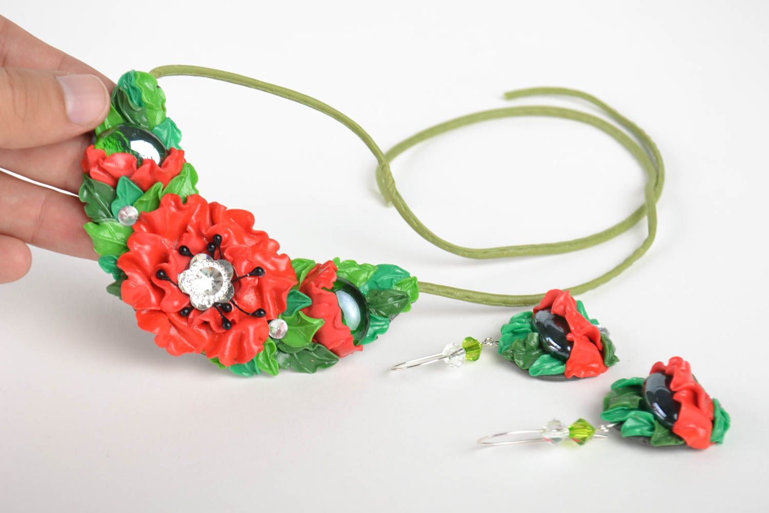 Handmade jewelry set flower jewelry fashion necklace dangling earrings  photo 5