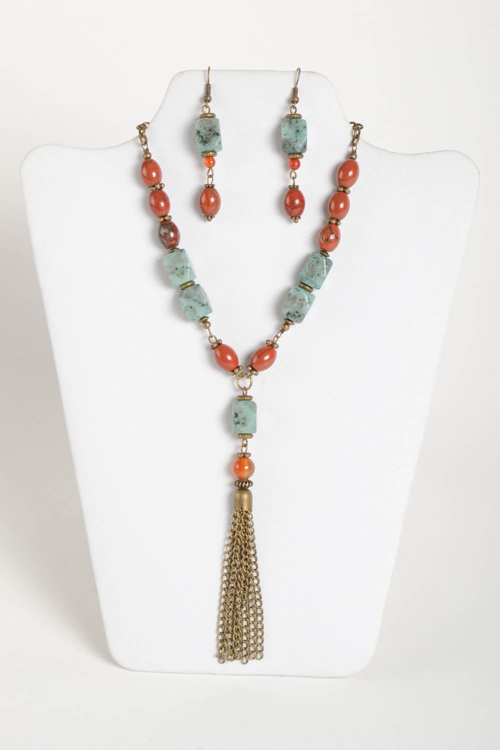 Handmade designer earrings stylish female necklace elegant jewelry set photo 2