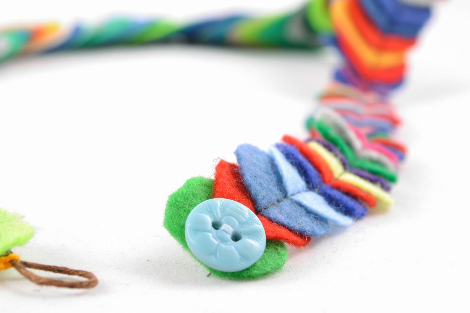 Unusual handmade felt necklace Rainbow photo 5