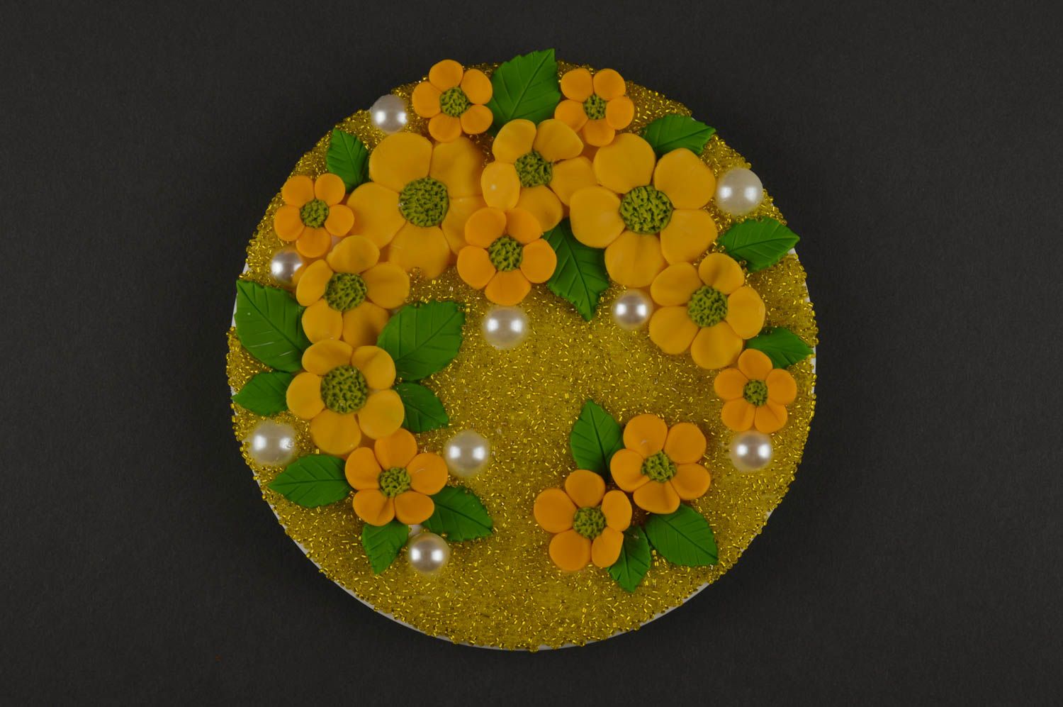 Handmade Wanddeko Teller ausgefallenes Geschenk Teller mit Blumen aus Keramik foto 5
