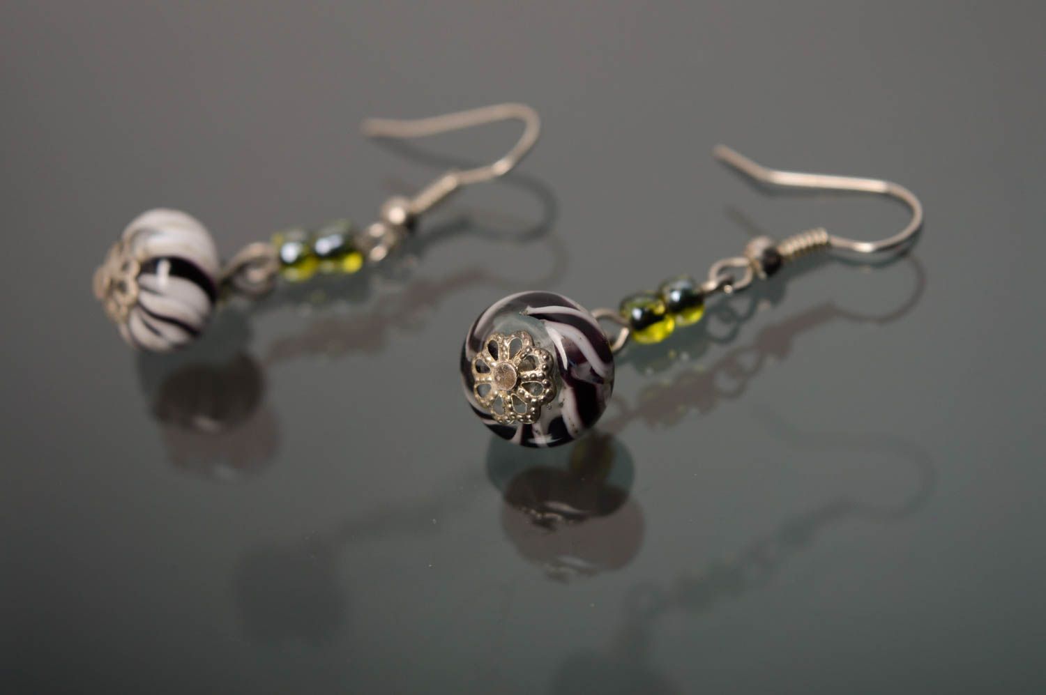Long glass earrings made using lampwork technique photo 2