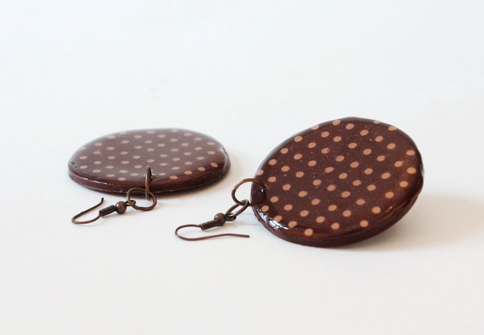 Round earrings made ​​of polymer clay photo 2