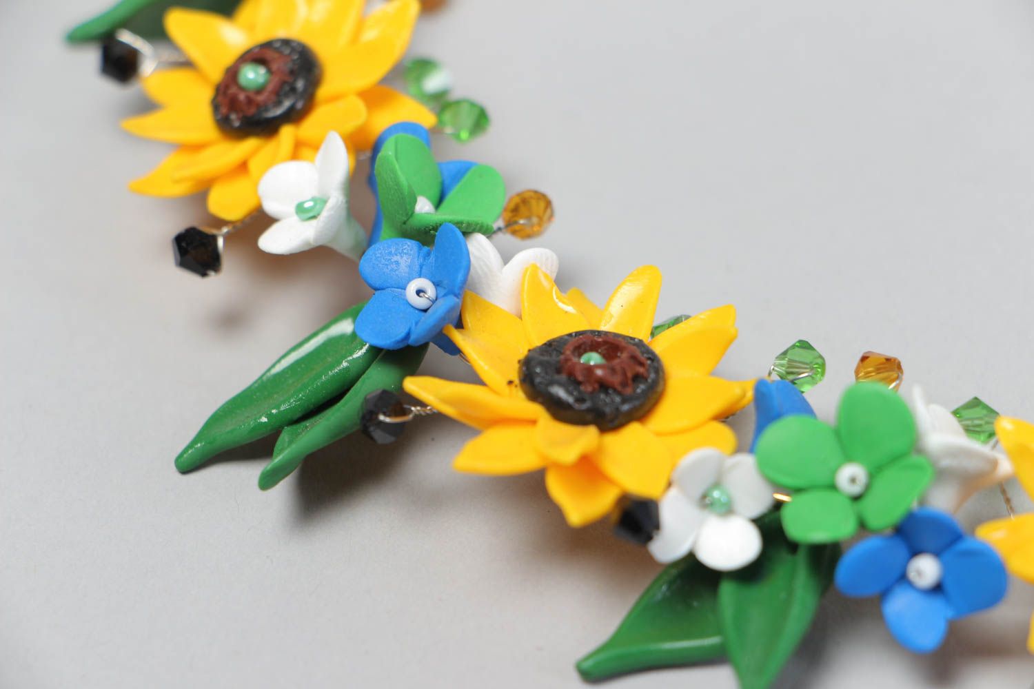 Collar artesanal de arcilla polimérica collar bisutería collar con flores  foto 4