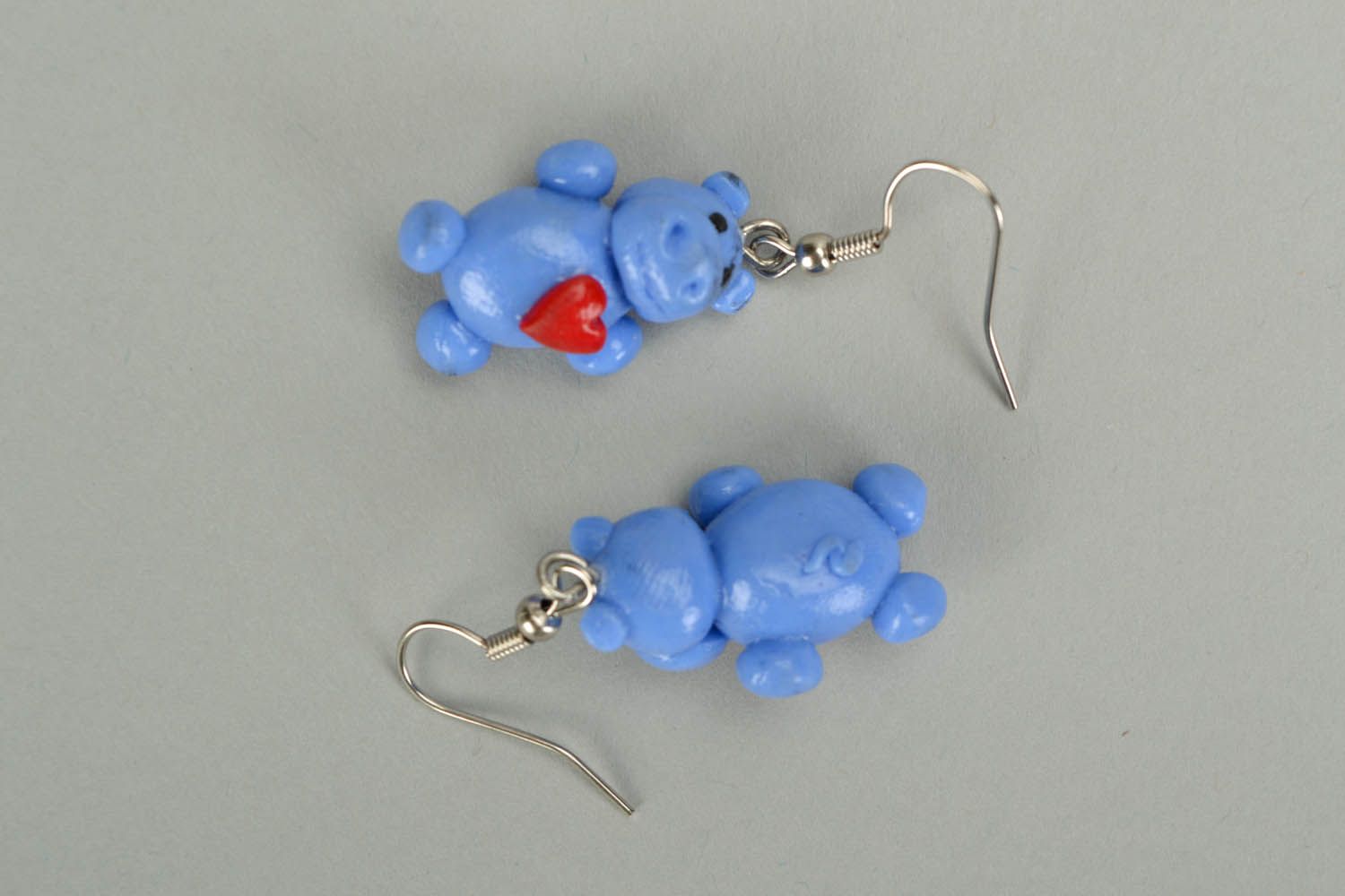 Boucles d'oreilles en pâte polymère Hippopotames faites main photo 2