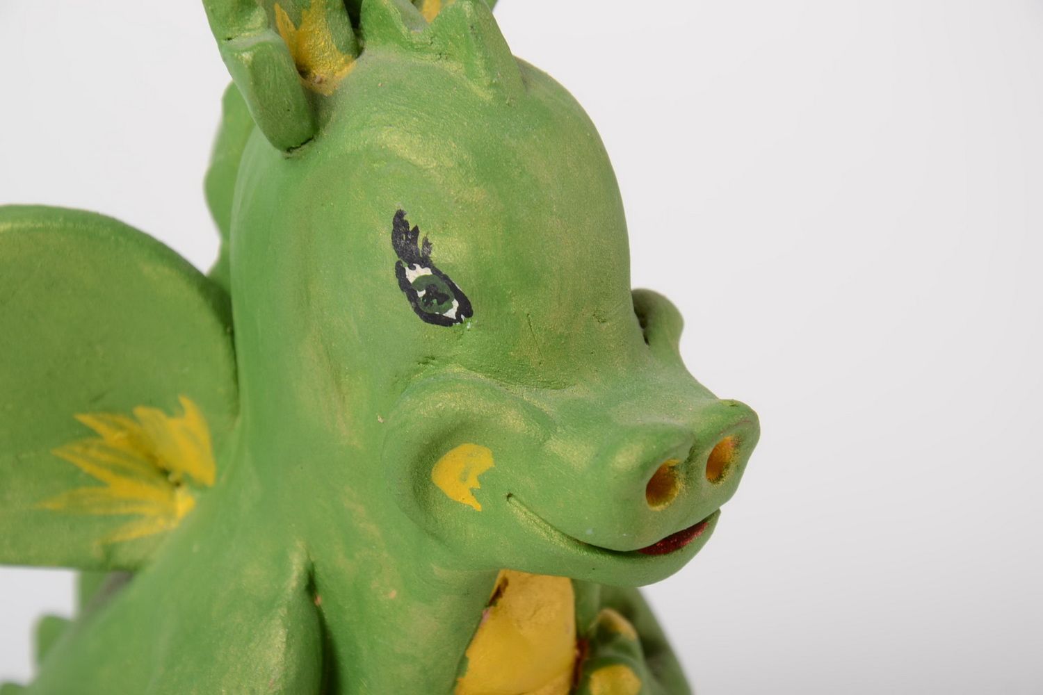 Figurine dragon céramique peinte de couleurs acryliques faite main verte photo 4