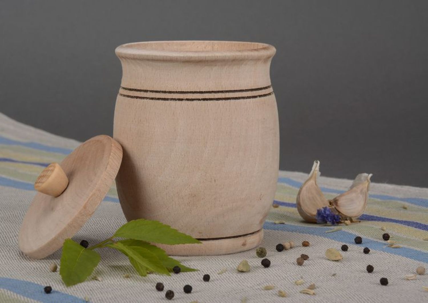 Wooden pot for spices photo 1