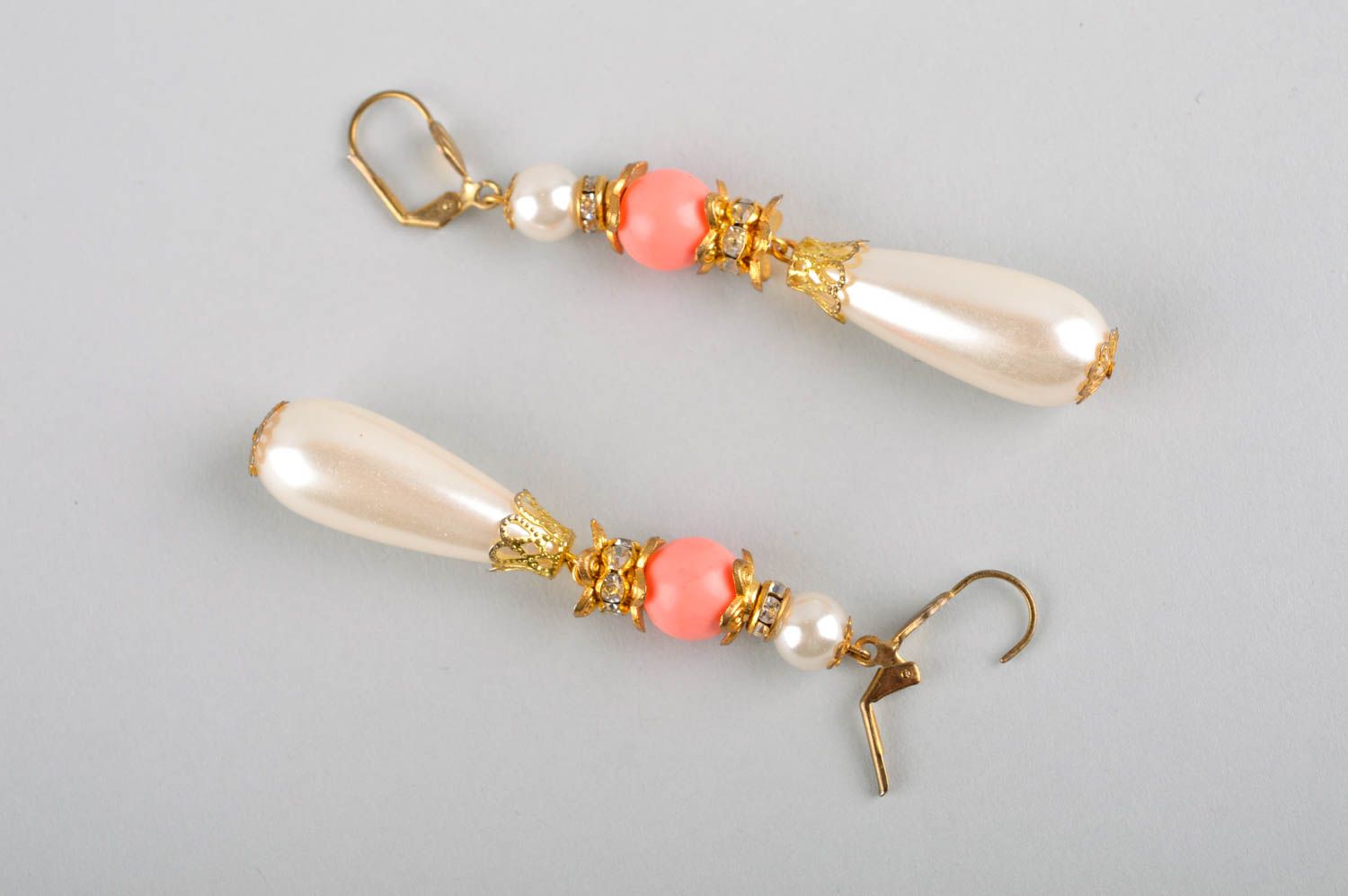 Handmade earrings pearl earrings coral jewelry designer accessories for girls photo 5