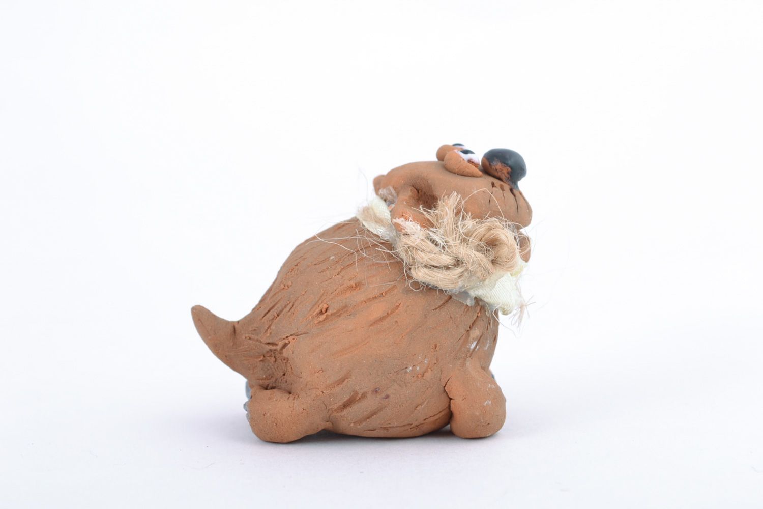 Figura cerámica artesanal pequeña con forma de gato foto 3