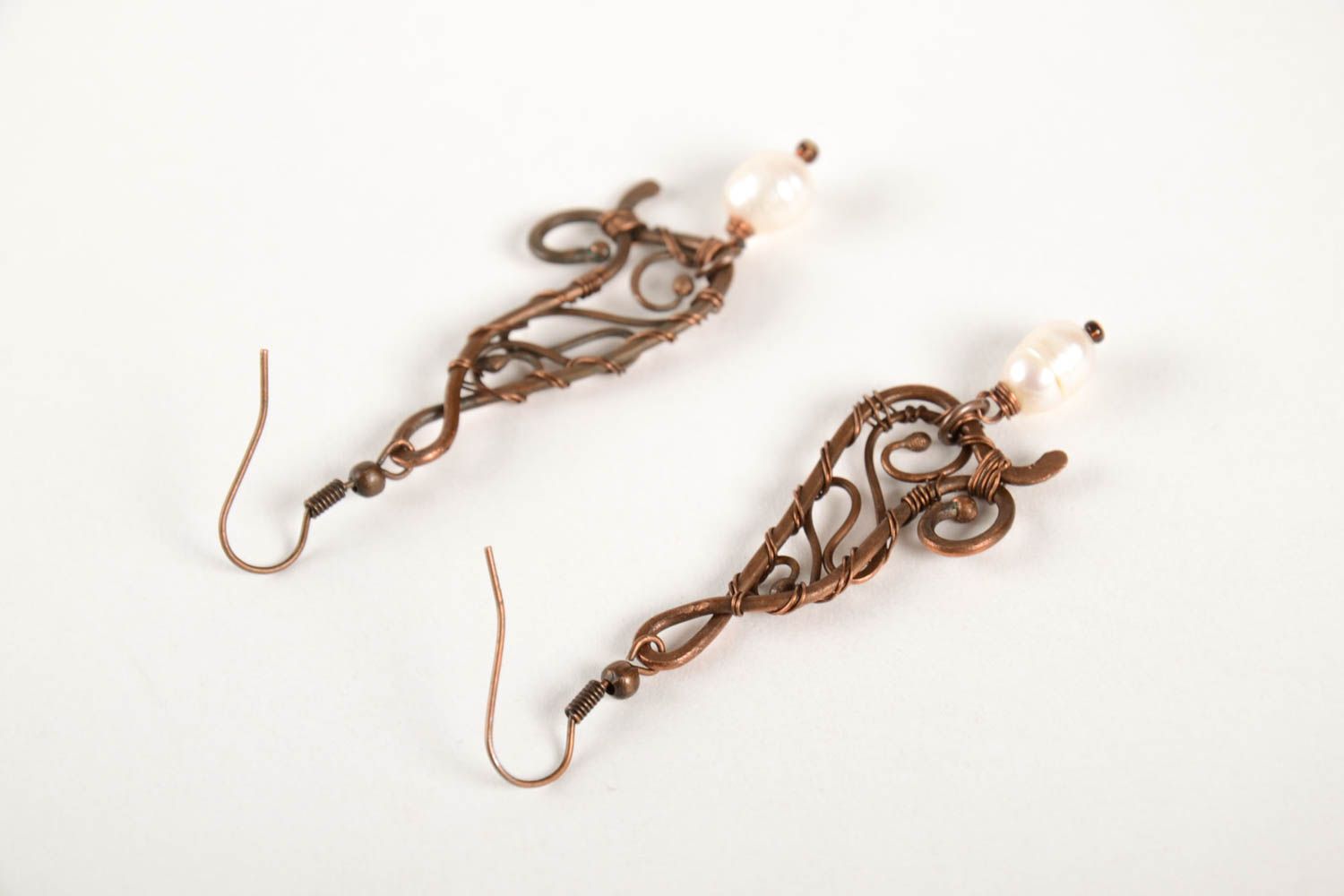 Handmade copper earrings unusual designer earrings stylish jewelry gift photo 4