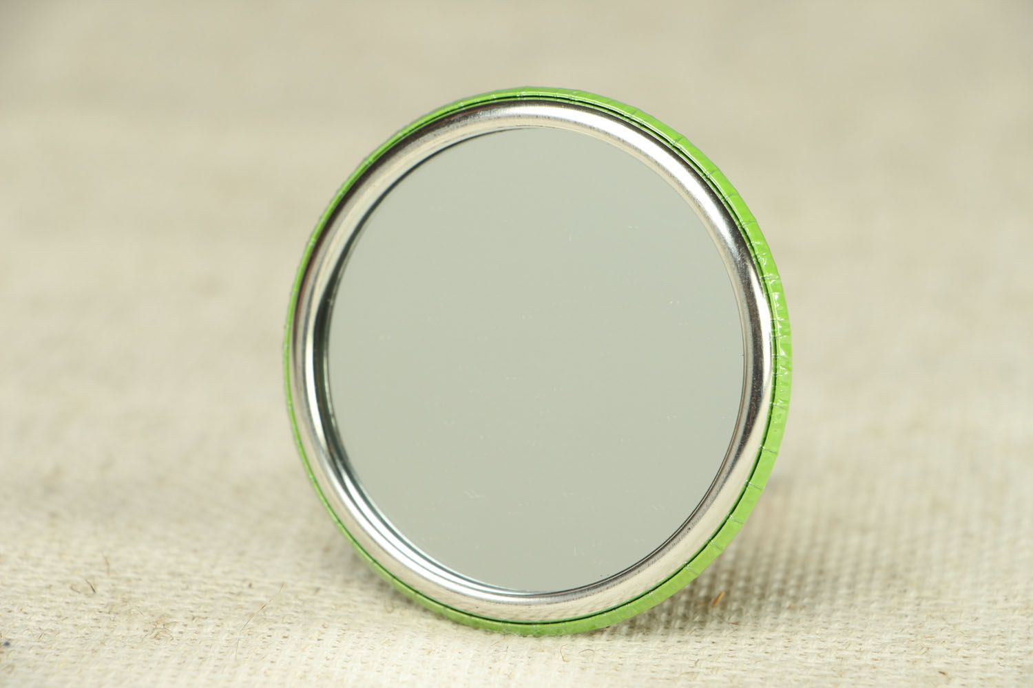 Petit miroir de poche fait main vert rond joli amusant original Hibou  photo 3