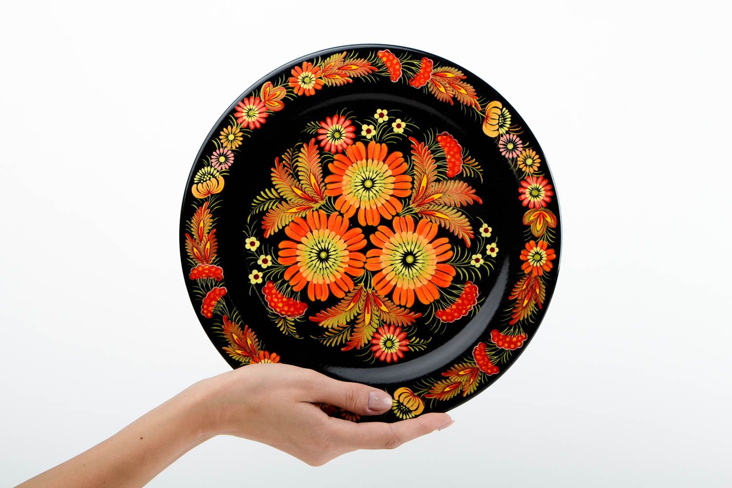 Подарочная тарелка декор для дома хенд мейд деревянная посуда Петриковская фото 2