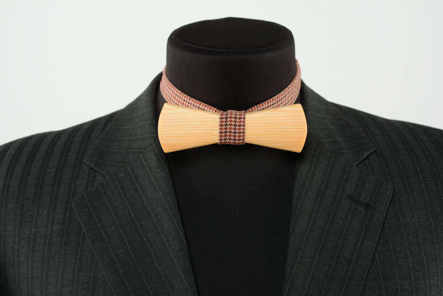 Wooden bow tie Tweed Terracotta photo 2
