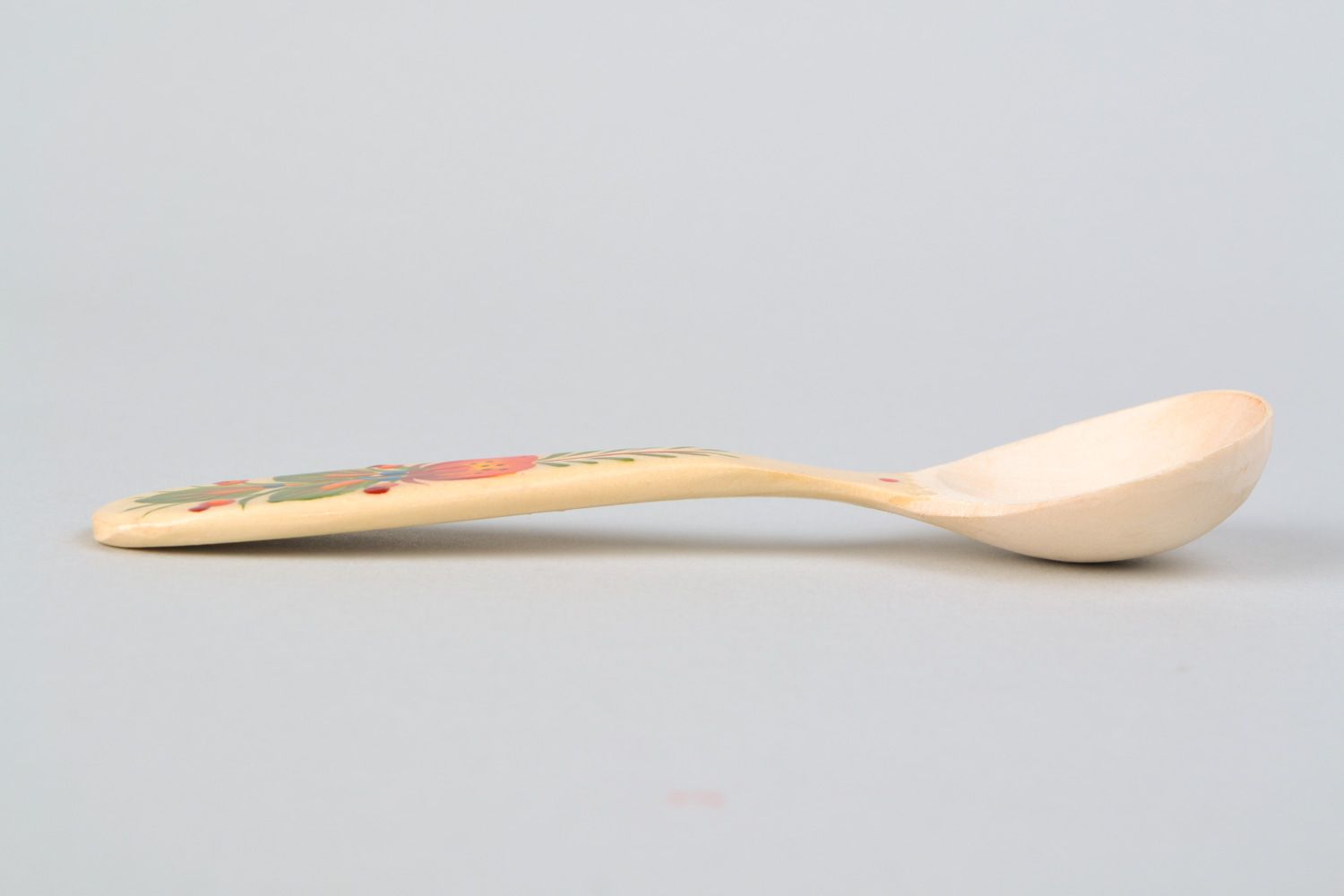 Handmade decorative natural wooden spoon with Petrikivka painting Briar photo 4