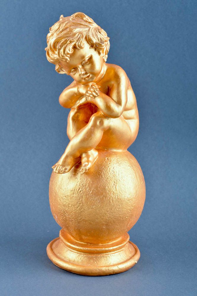 Figurine en plâtre bronze fait main Statuette déco couleur dorée Déco maison photo 1