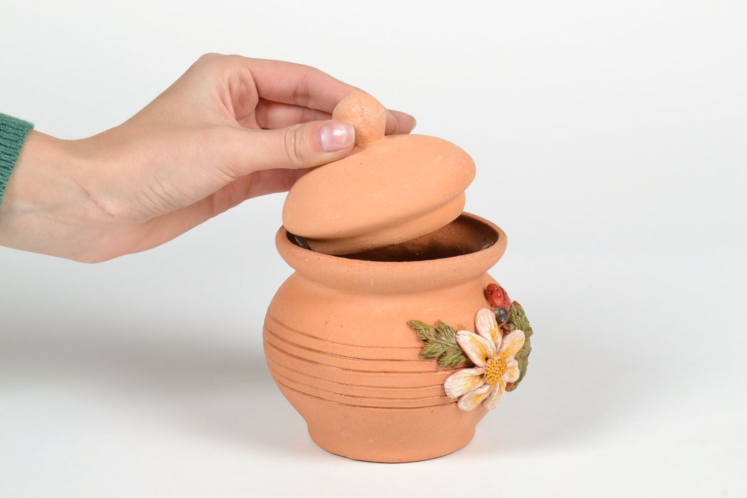 Handmade ceramic pot with a lid photo 5