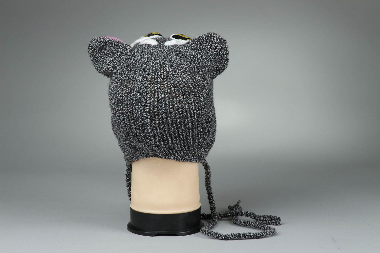 Bonnet tricoté pour enfant Chat gris photo 3