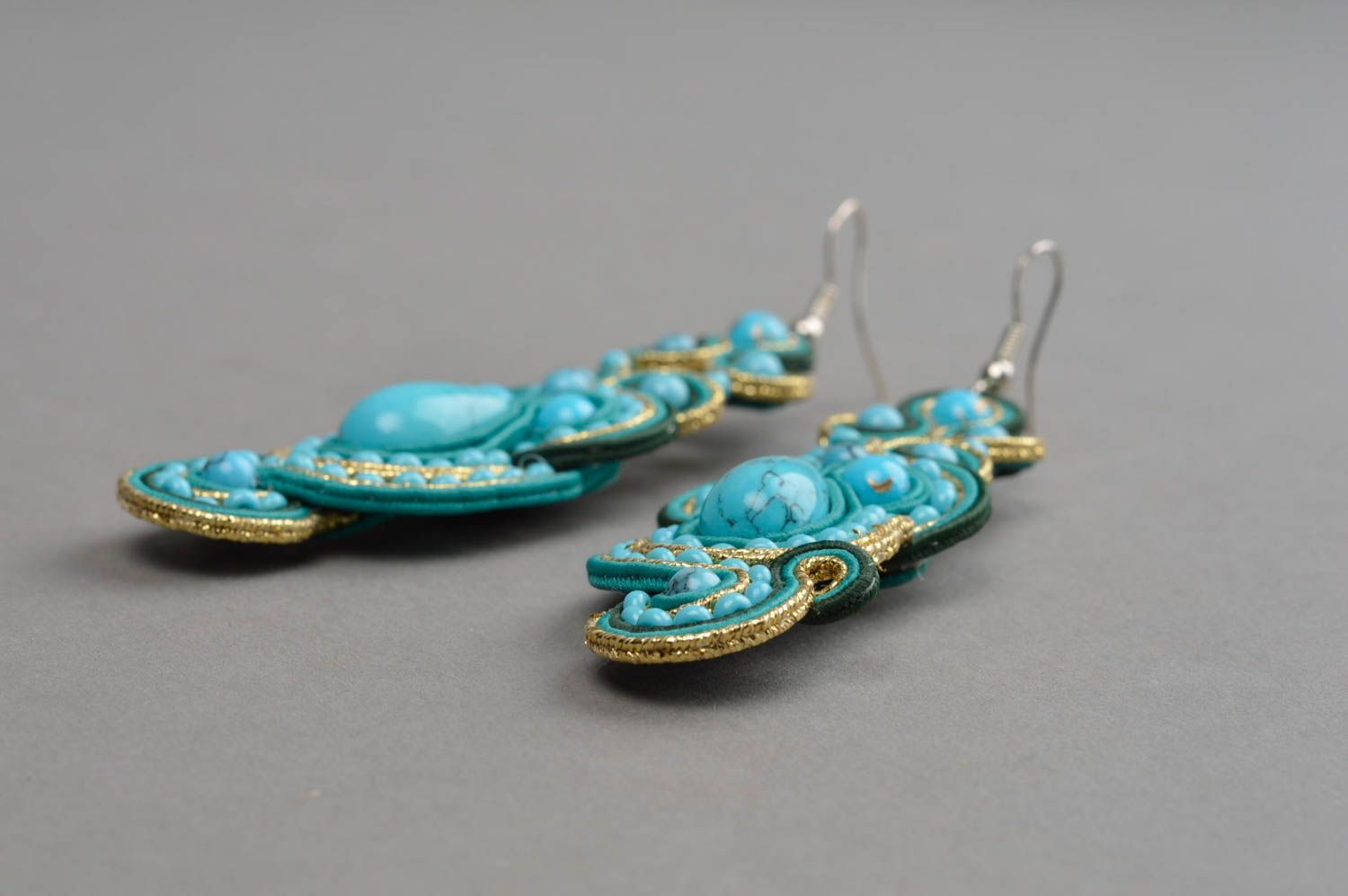 Soutachee earrings handmade accessory designer jewelry soutache jewelry photo 3
