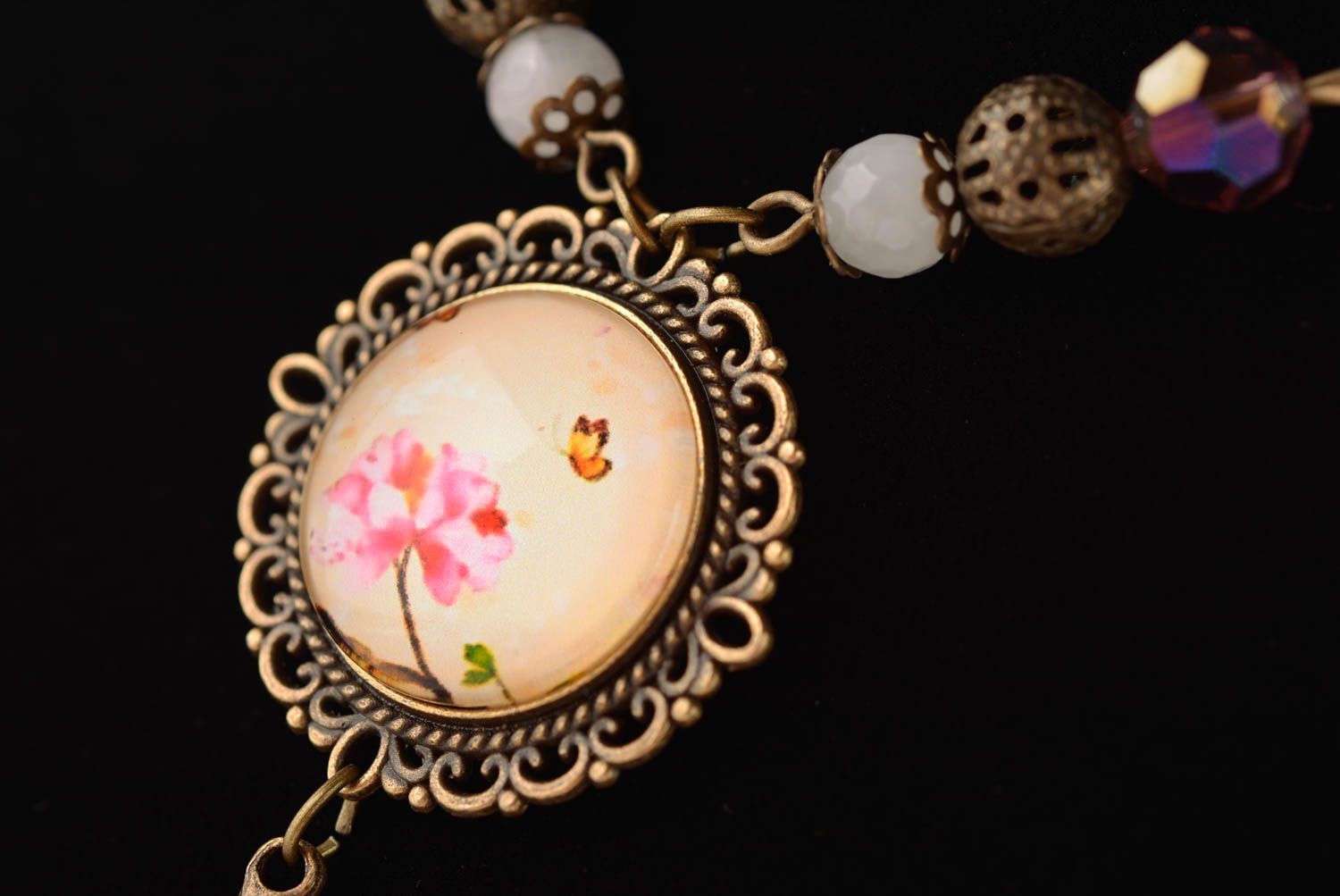 Unusual handmade glass pendant metal necklace metal jewelry designs gift ideas photo 2