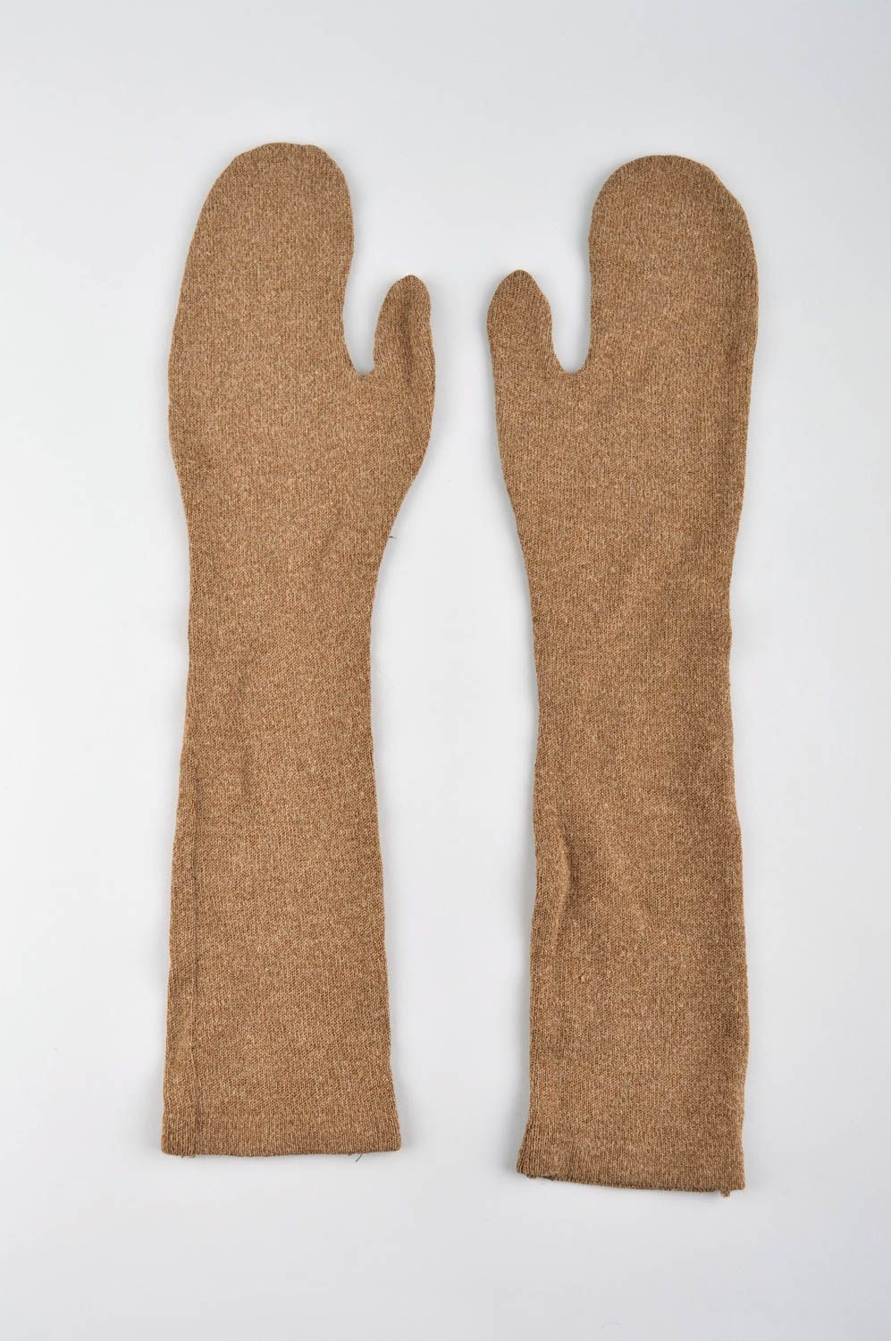 Женские варежки ручной работы теплые варежки длинные перчатки варежки коричневые фото 1
