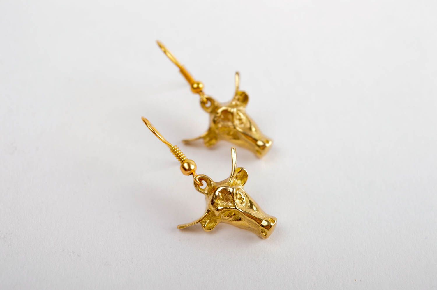 Lange Ohrhänger handmade goldfarbig Metall Schmuck lang Ohrringe für Damen foto 3