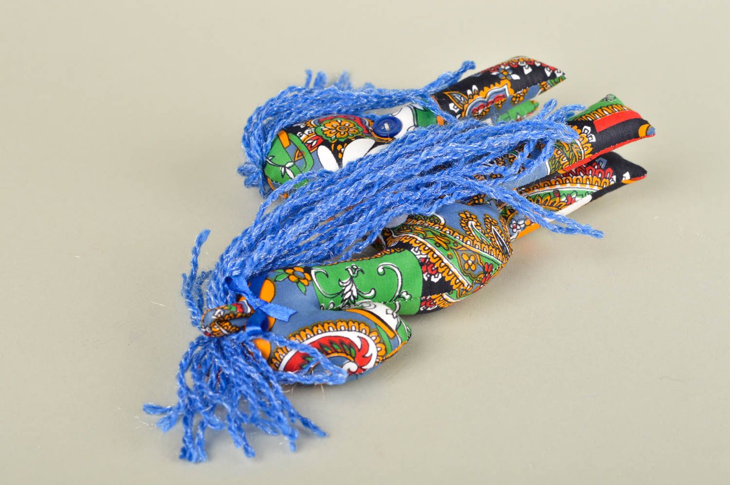 Peluche cheval Jouet fait main original en coton multicolore Décoration maison photo 5