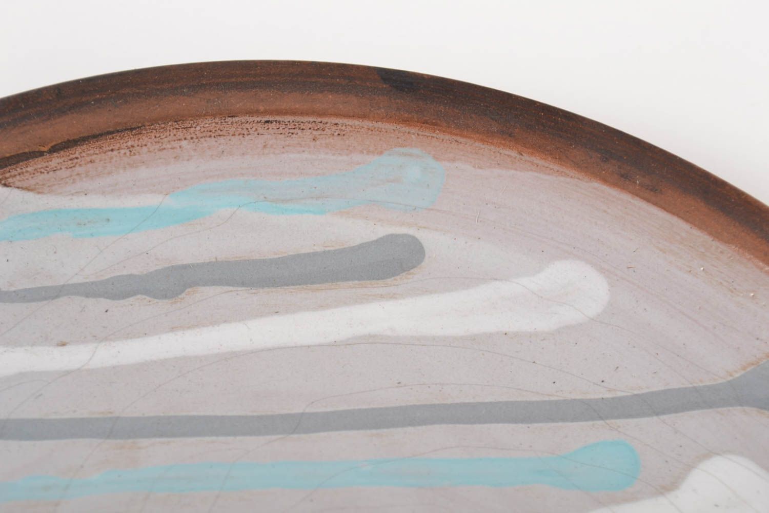 Керамическая тарелка ручной работы глиняная посуда расписная тарелка светлая фото 2