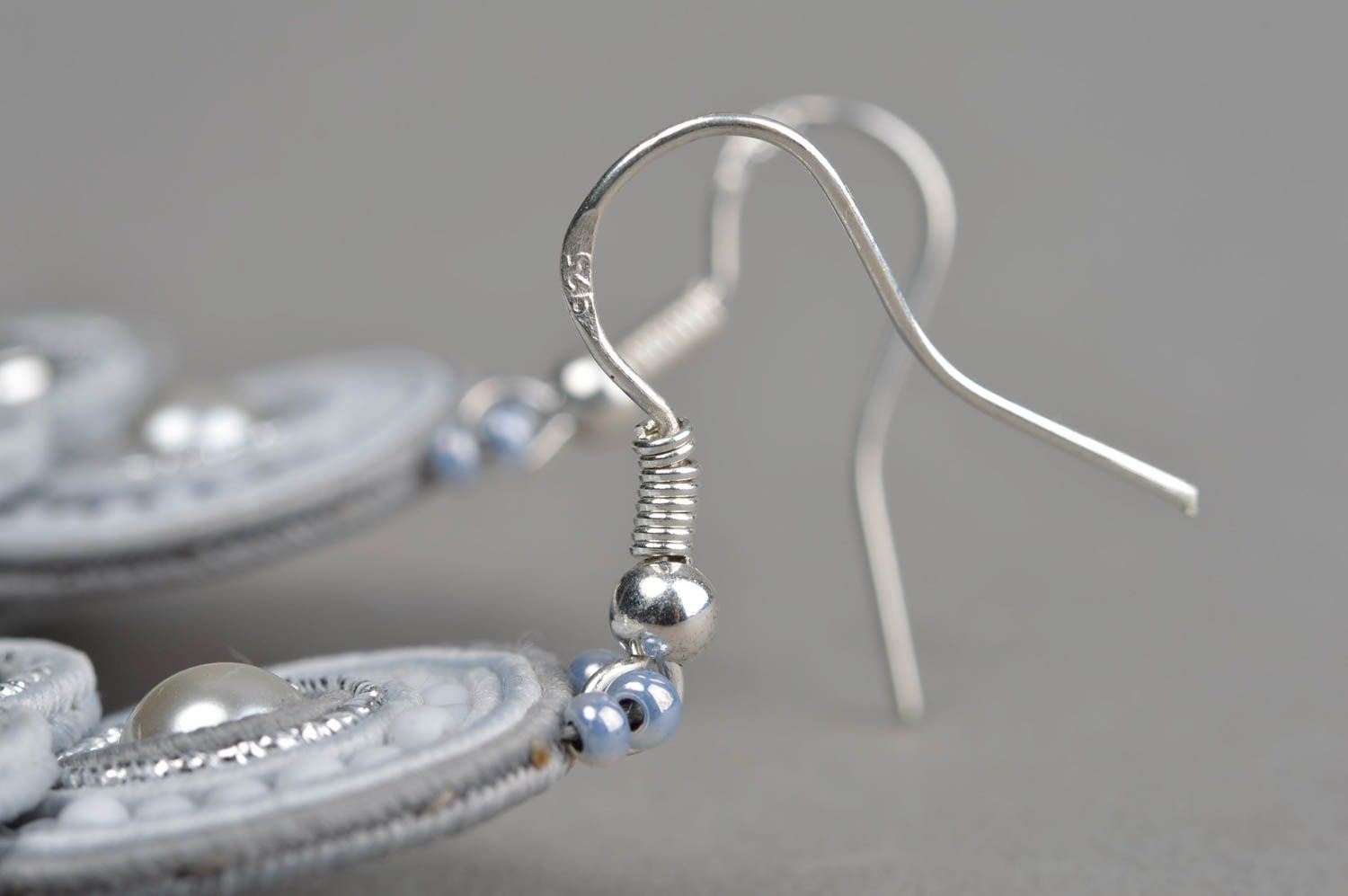 Beautiful handmade soutache earrings textile long beaded earrings gifts for her photo 4