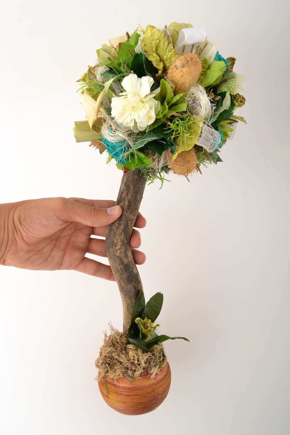 Topiaire artificiel fait main Arbre du bonheur avec fleurs Déco maison photo 5