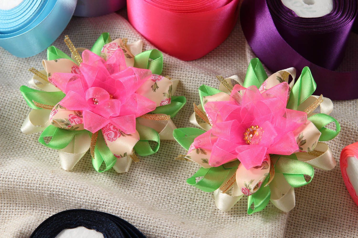 Unusual handmade flower barrette hair clip elegant hair best gifts for her photo 1