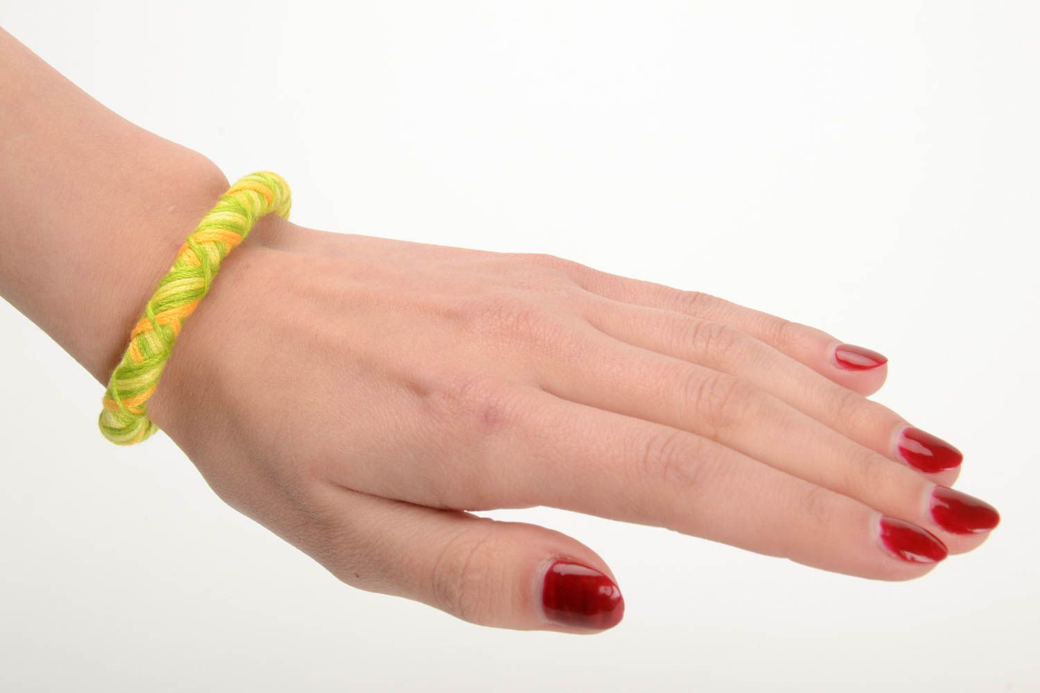 Handmade bracelet made of floss thread and parachute cord beautiful female designer accessory photo 5