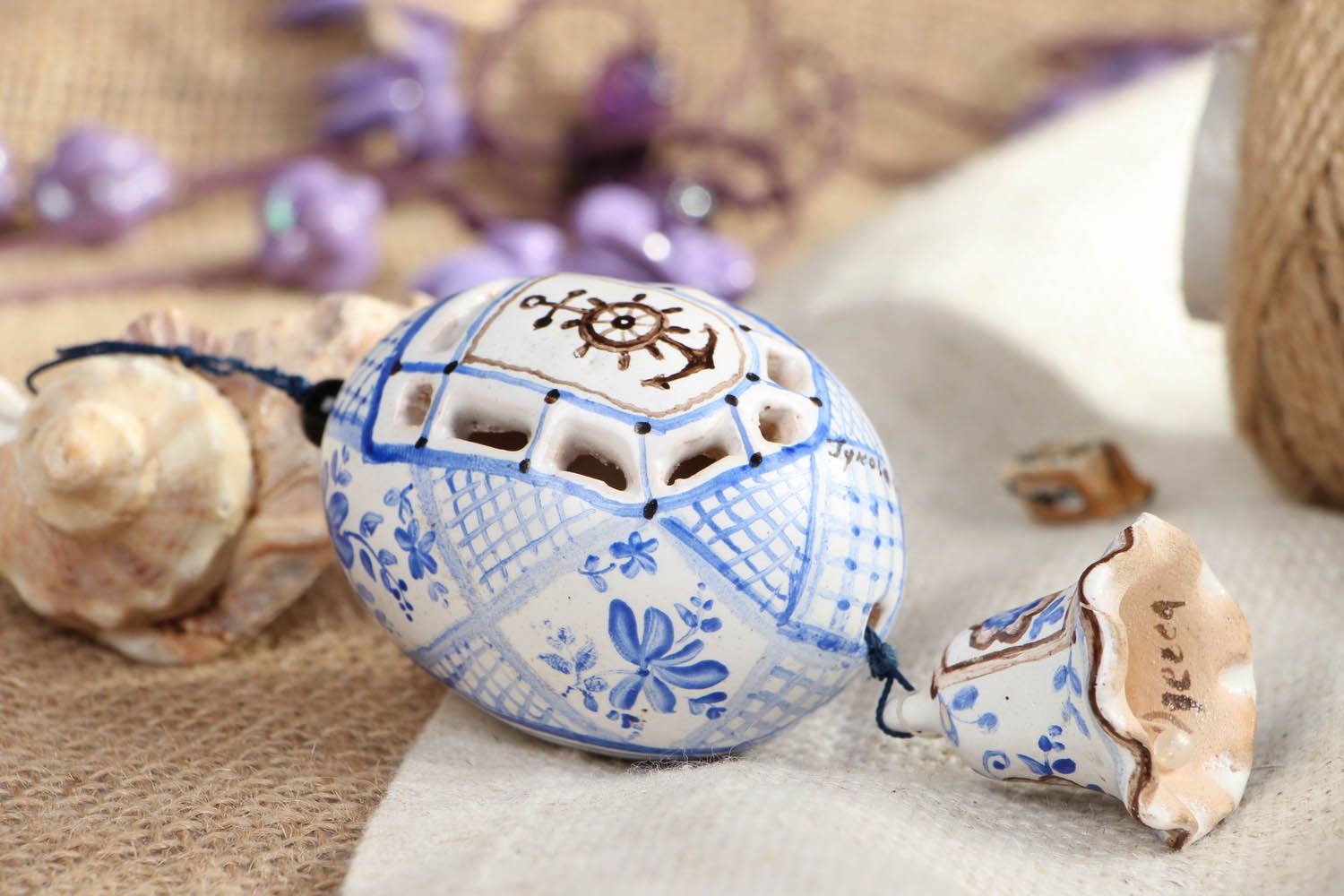 Pingente de cerâmica em forma do ovo foto 4