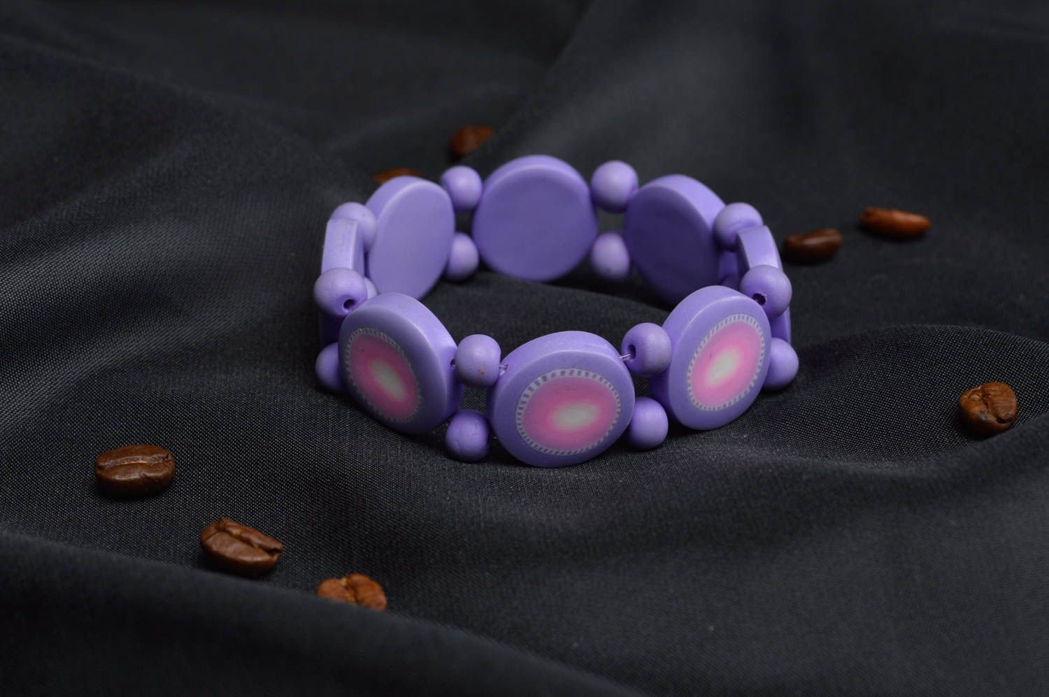 Handmade bracelet polymer clay bracelet beaded stylish accessories for women photo 1