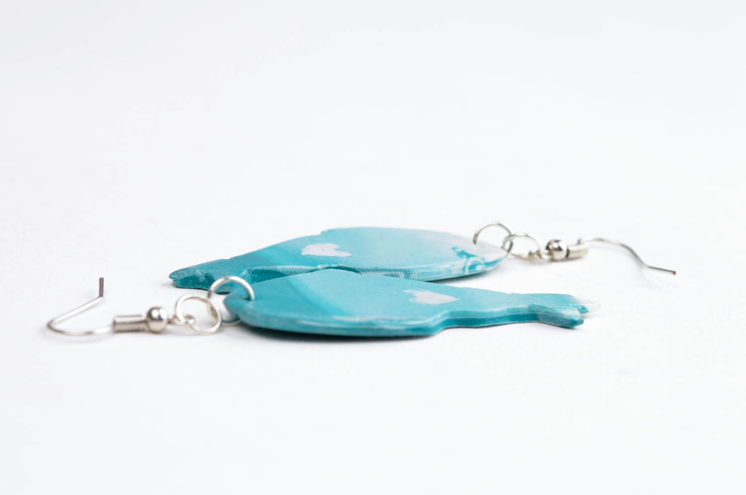 Blaue Schmuck Ohrringe handmade Polymer Schmuck Accessoire für Frauen Fische foto 3