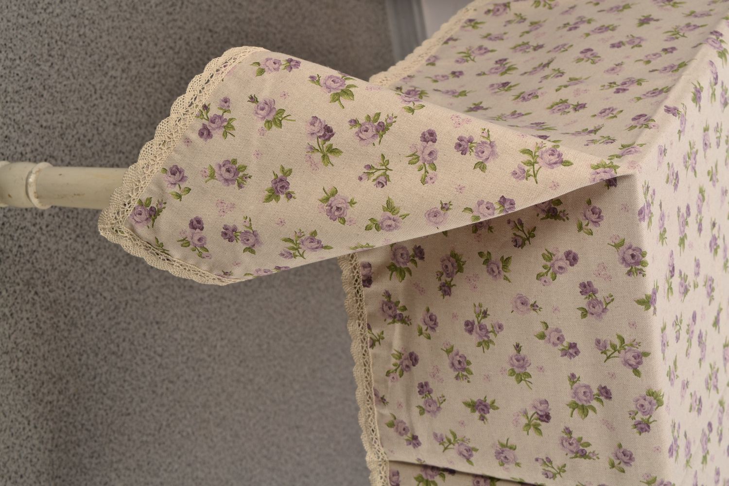 Nappe rectangulaire en coton et dentelle motif floral faite main grande taille photo 2