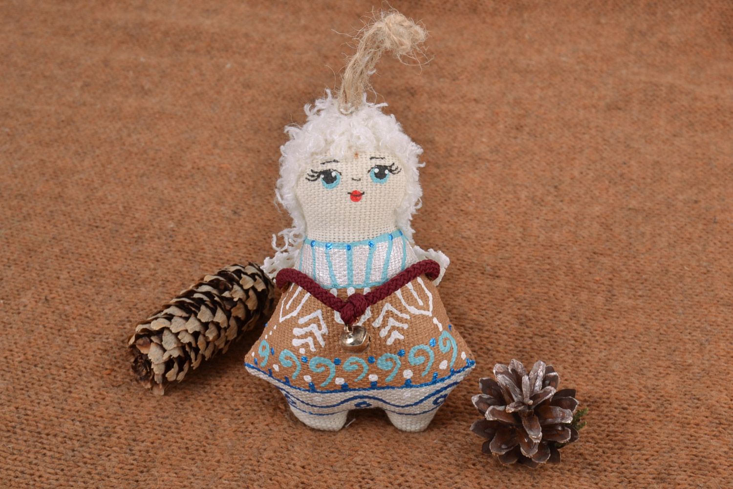 Small handmade fragrant painted soft wall hanging decoration Angel with Bell  photo 1